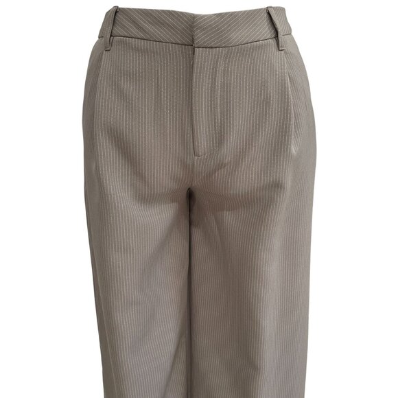 Streetwear Society Taupe Pinstripe Wide Leg Pants Workwear Y2K Minimalist Chic - Picture 4 of 9